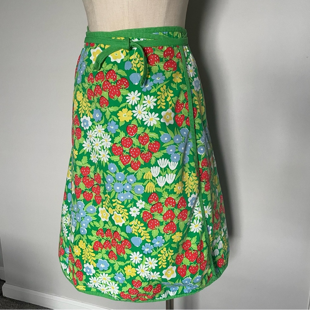 Vintage green floral wrap skirt S